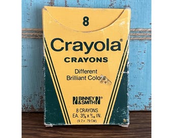 Vintage Box Of 8 Crayola Crayons 1970s USA No 8 Brilliant Colors VTG