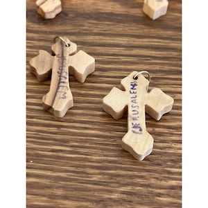 Olive Wood Cross Pendant Necklace Holy Land Jerusalem Bethlehem Handmade