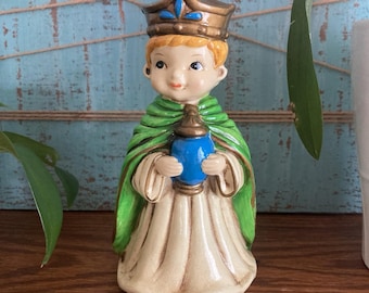 VTG Josef Originals Christmas Wisemen Nativity Figurine Japan Chalkware Green