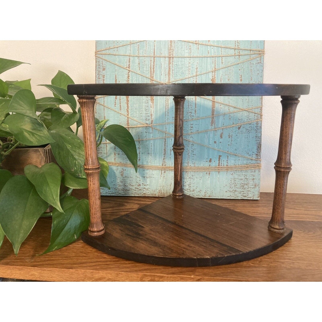 Vintage 2 Tier Wooden Corner Shelf Farmhouse Curio Knick Knack Etsy