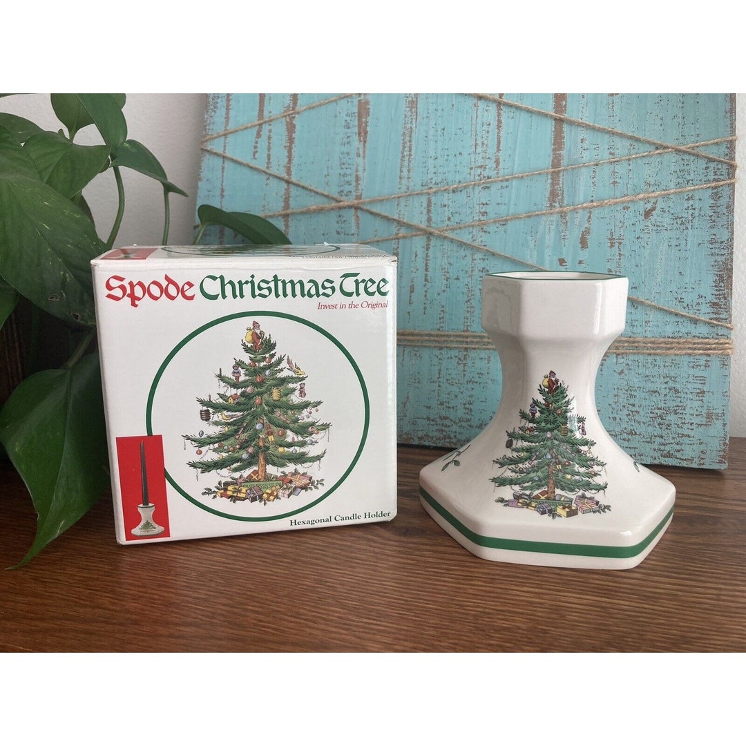 Spode Christmas Tree Hexagonal Candle Stick Made in England NOS