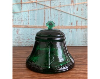 Telephone Pioneers of American Green Glass Bell Paperweight 1992 Commemorative