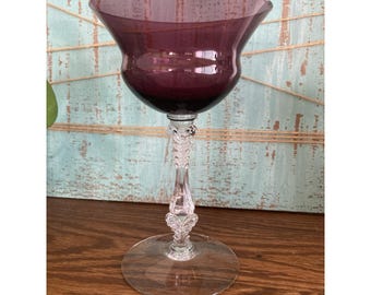 Copa de champán Cambridge Amethyst Tall Sherbet, cristal morado, década de 1940, VTG