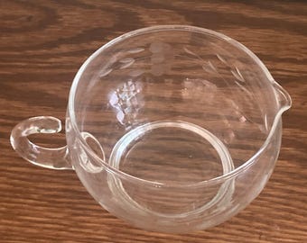 Vintage Princess House Heritage Etched Crystal Creamer Sm Gravy/Sauce Boat