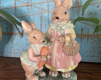 Burton And Burton Resin Mother Son Easter Bunny Nursery Decor Figurine