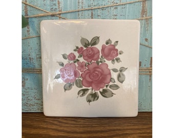 Gibson Roseland Stoneware Pink Tile Trivet