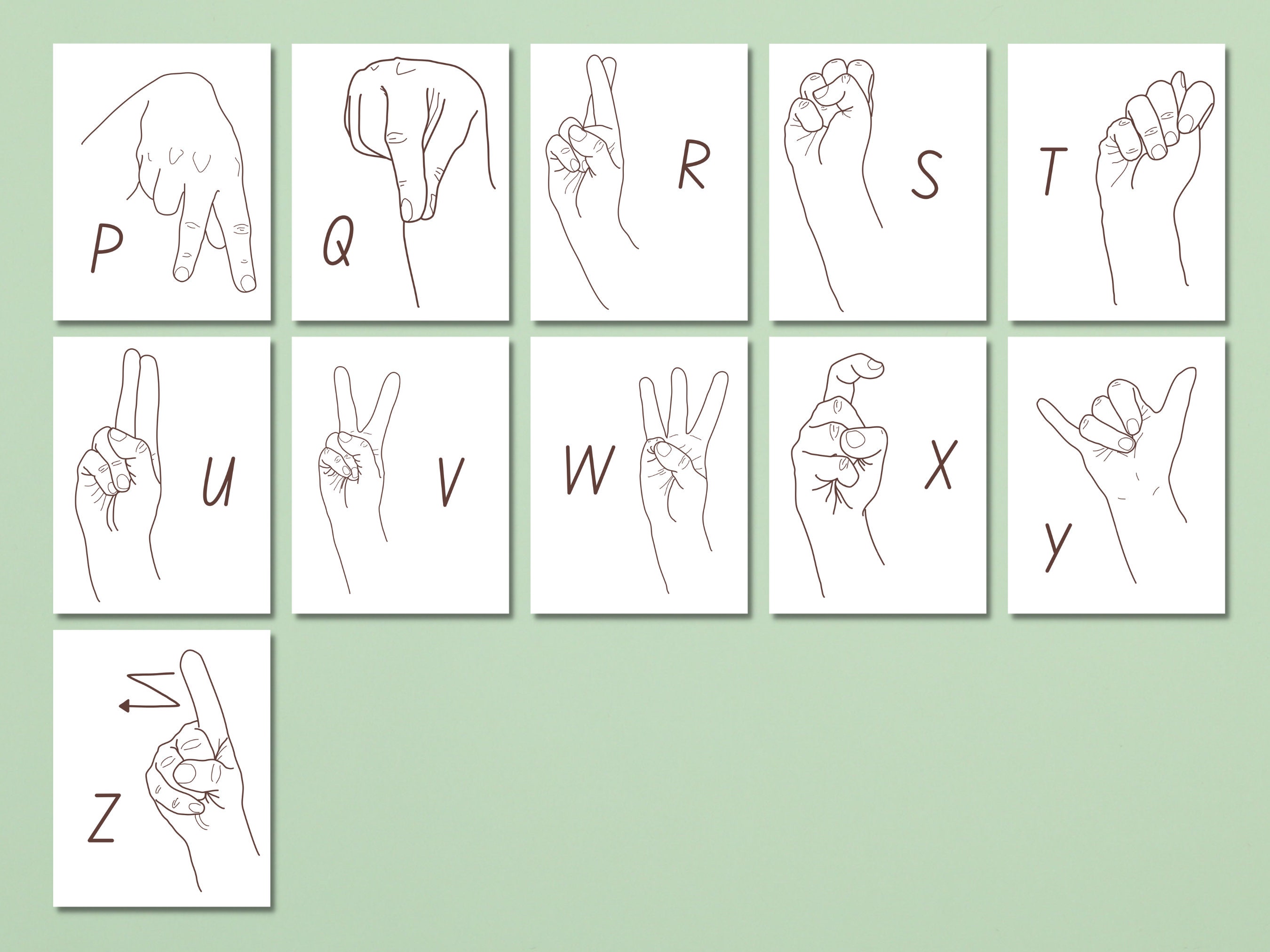 Sign Language Alphabet Flashcards Babies Toddlers Children Learning