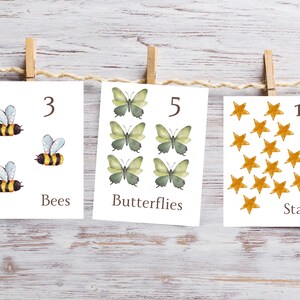 Nature Themed Counting Cards for Babies, Toddlers, and Children| Montessori Number Cards 1-20| Homeschool Printables| Classroom Math Cards