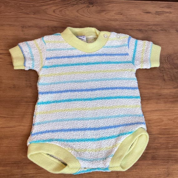 Vintage Carriage Boutiques by Friedknit Creations One Piece Baby Romper Stripes