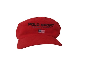 Polo Sport Ralph Lauren Fleece Baseball Cap Flag Logo Embroidered USA Newsboy Hat