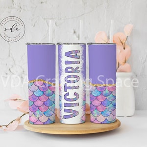Mermaid Tumbler 20 oz | Personalized Tumbler with Lid and Straw | Gift for her