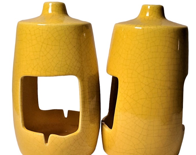 Yellow Glazed Ceramic Hanging Tealight Candle holders