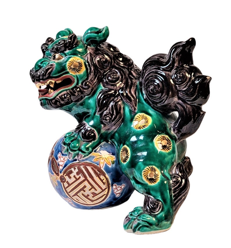 Japanese Satsuma Kutani Porcelain Foo Dog Etsy