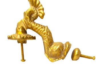 Vintage Heavy Brass French Roman Style Mythological Dolphin Door Knocker