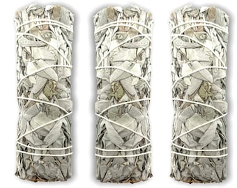 Yerbero (3- Pack) - Premium 4 Inches Long California White Sage. 3 Hand Tied Bundles Smudging Kit