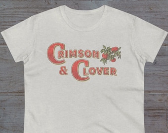 Crimson and Clover Classic Retro Women's Midweight Cotton Vintage Tee - ASH color - Tribute to Joan Jett Americana