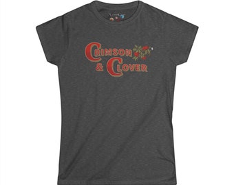 Crimson and Clover Classic Retro Women's soft style Cotton Vintage Tee, Tribute to Joan Jett Americana v4