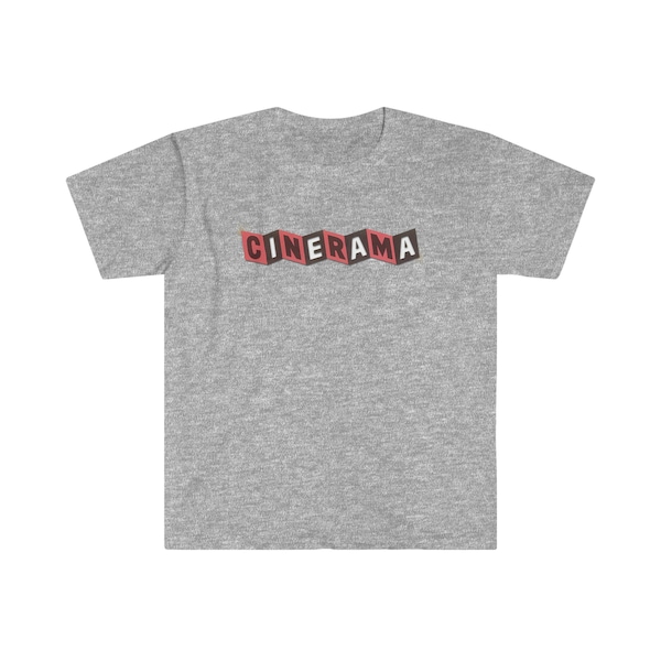 CINERAMA Softstyle T-Shirt Unisex, Hollywood movies, movie memorabilia, classic cinema, Cinerama Dome in Hollywood, film buffs Movie Magic