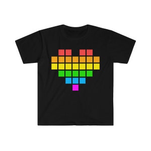 Pride LBGTQ T-shirt, Tetris block puzzle style Love Tee, Queer top, Men Women's Unisex Softstyle T Shirt