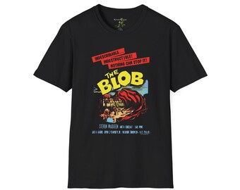 Retro Sci-Fi Movie The Blob Unisex Softstyle T-Shirt, Vintage Horror Film Tee, Classic Alien Invasion Top, 1950s Space Movie Shirt, Cult Sci