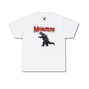 Famous Monsters of Filmland Unisex Heavy Cotton Tee, Godzilla fan shirt, 1960s vintage sci-fi kaiju t-shirt