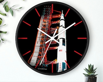 NASA Apollo Rocket Launch Wall Clock, Space Exploration Celebration, Cool Control Room Style - Free Shipping!!