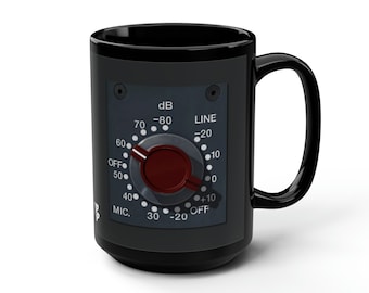 Recording Studio Audio Engineer NEVE 1073 Mic Pre British Sound, LARGE Black Mug, 15oz