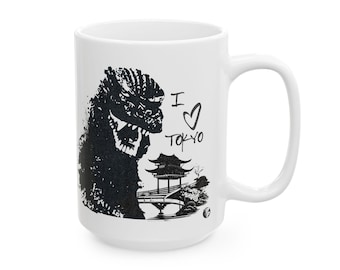 Tazza in ceramica Godzilla, tazza da caffè per amanti del film di fantascienza di Tokyo, Giappone, tazza da tè originale da 11 oz e 15 oz, regalo per fan del film Kaiju