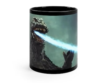 Godzilla tribute 11oz Black Mug, King of the Monsters Coffee Mug, Sci-Fi Classic Japan Monster Movies