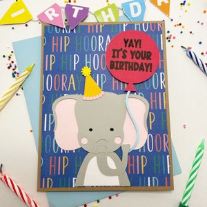 Hip Hip Hourra, carte d'anniversaire, fait main, blanc à l'intérieur, carte de célébration