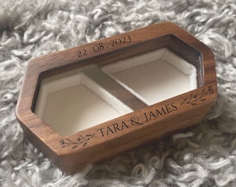 Personalised Open Double Ring Box | Wedding Ring Box | Open Box | Irish Jewellery Storage | Custom Ring Box | Wood Design