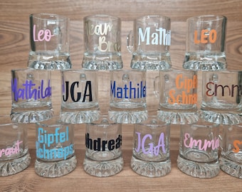 Schnapsglas personalisiert mit Name, JGA, Party, Ausflug, Gipfelschnaps