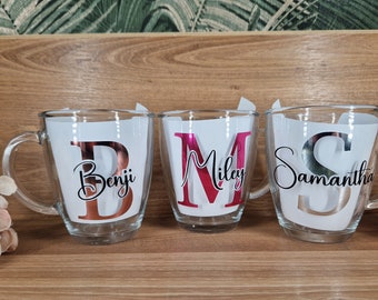 Glas Tasse personalisiert mit Name, Geschenkidee