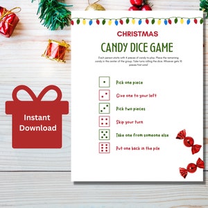 Christmas Candy Dice Game, Christmas Party Games for Kids, Printable Christmas Game, Dice Game, Candy Game, Family Christmas Fun