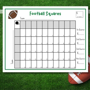 Football Squares Printable, Football Fundraiser, 50 Football Squares Template, Football Party Games, Football Betting Game, Football Pool