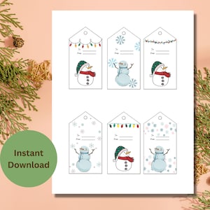 Snowmen Gift Tags, Winter Printable Gift Tags, Christmas Digital Gift Tags, Printable Holiday Gift Tags, Do It Yourself Gift Tags, Homemade