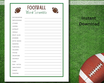 Football Word Scramble Game, Football Party Games, Boys Birthday Party Games, Sports Games for Kids and Adults, Printable Party Games