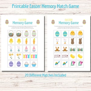 Easter Memory Game, Printable Easter Matching Game, Easter Preschool Activity, Spring Games, Easter Party Game