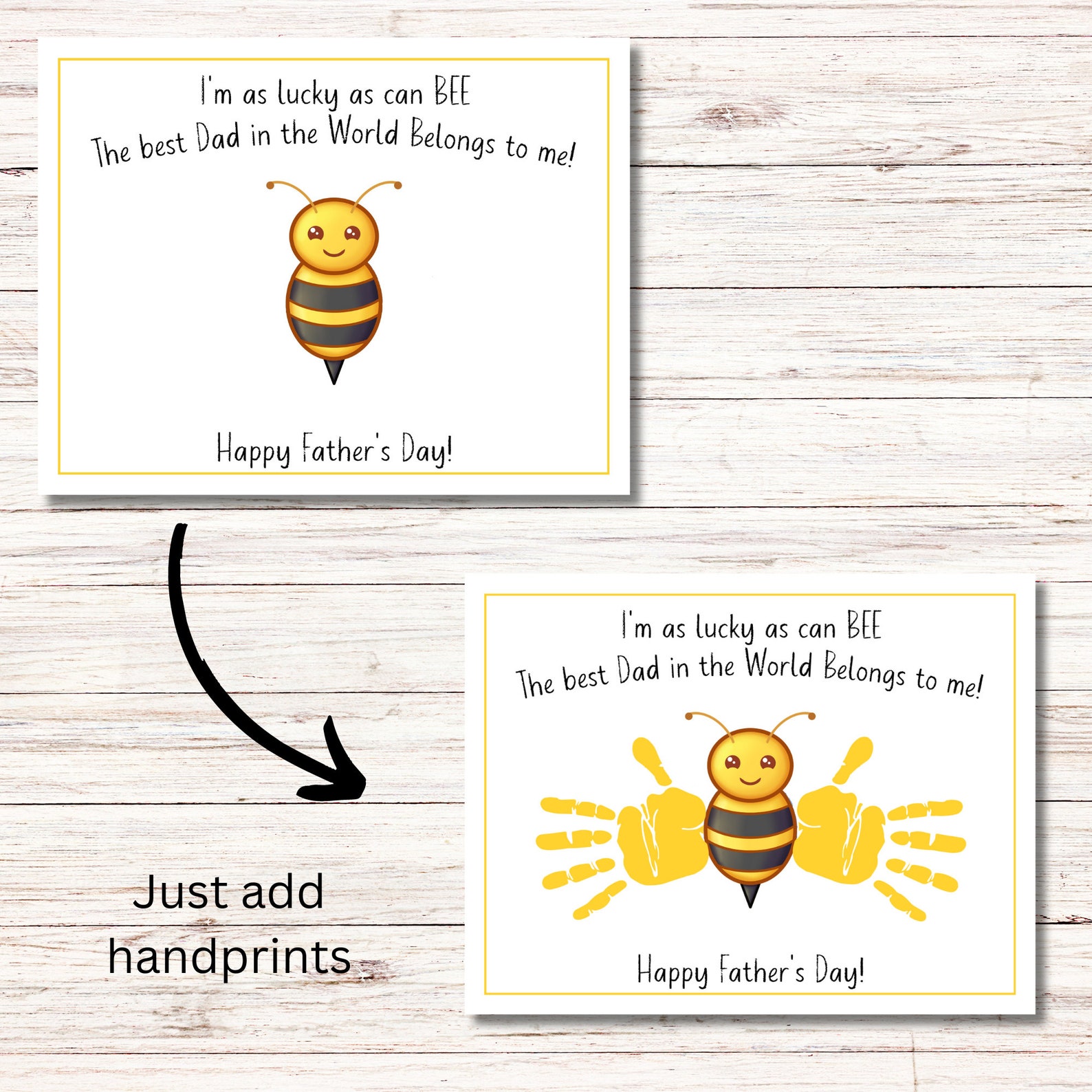 Father's Day Handprint Keepsake, Bee Handprint Craft for Kids, Fathers ...