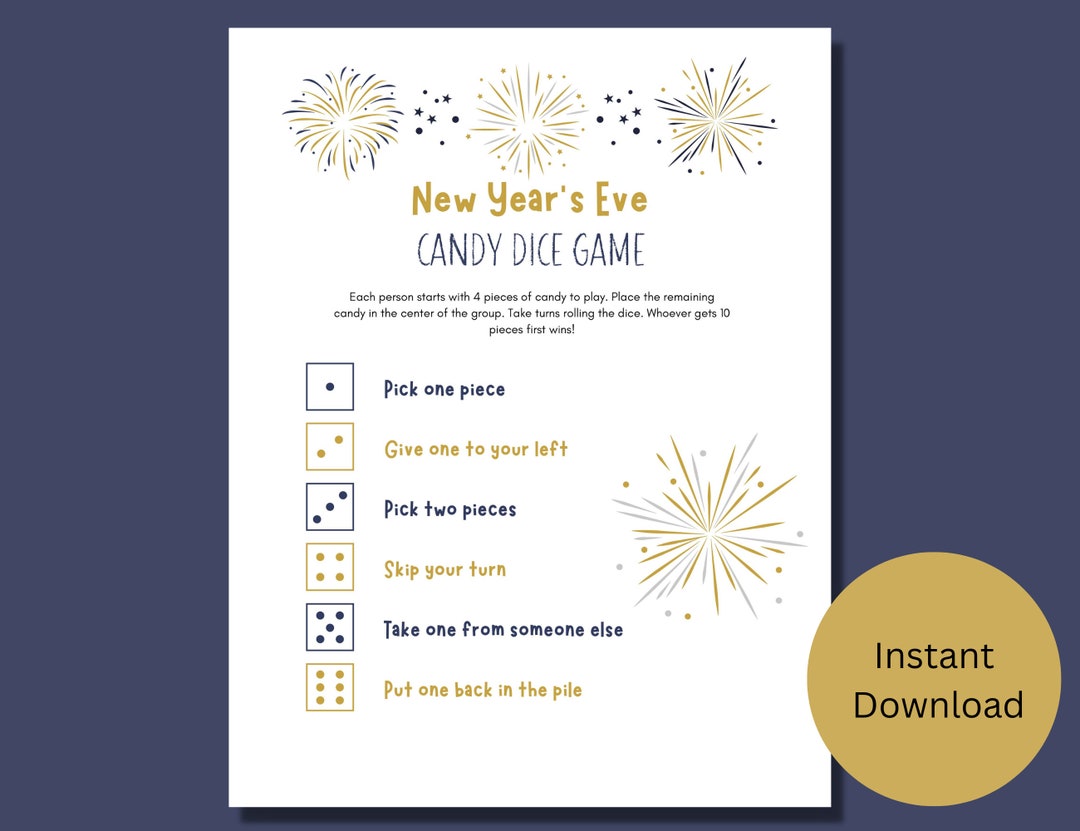 New Years Eve Candy Dice Game New Years Party Games Dice