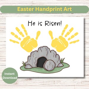 Easter Handprint Art, He is Risen, Jesus is Risen, Easter Handprint Craft, The Easter Story, Good Friday, Christian Preschool Activity