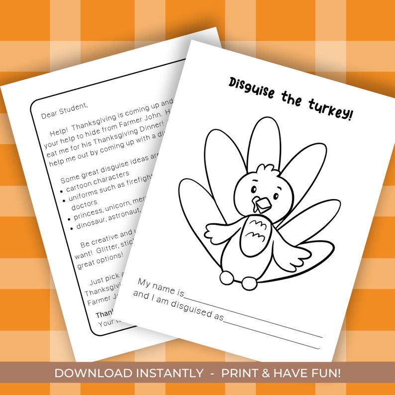 Turkey in Disguise Project, Disguise a Turkey Printable, Turkey ...