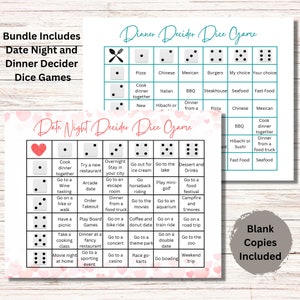 May include: A pink and white printable date night dice game with hearts and dice. The game includes options like "Cook dinner together", "Go to a wine tasting", "Go on a hike or walk", "Have a picnic", "Take a cooking class", "Movie night at home", "Try a new restaurant", "Arcade date", "Order takeout", "Play Board Games", "Dinner at a fancy restaurant", "Go to a sporting event", "Overnight stay in your city", "Go to an escape room", "Dinner from a food truck", "Go out for ice cream", "Go horseback riding", "Go to the movies", "Go on a bike ride", "Go to a concert", "Go to a casino", "Go to the lake", "Play mini-golf", "Go to an aquarium", "Go on a train ride", "Go on a double date", "Dessert and drinks", "Go to a food festival", "Campfire and s'mores", "Coffee and donut date", "Go to a theme park", "Race go-karts", "Go on a road trip", "Go to the zoo", "Go bowling", "Weekend trip".