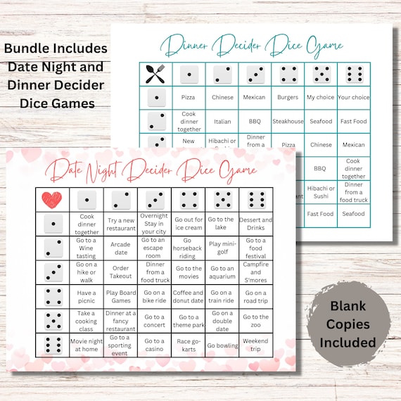 Printable Couple Games Bundle and Dice I Date Night Games for 