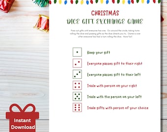 Christmas Gift Exchange Dice Game, White Elephant Gift Exchange, Roll the Dice Gift Exchange Game, Christmas Party Games, Group Games