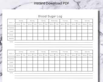 Registro de açúcar no sangue, rastreador de açúcar no sangue, rastreador de glicose para impressão, registro de diabéticos, rastreador de diabetes, rastreador semanal de açúcar, rastreador de saúde