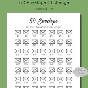 50 Envelope Challenge, 50 Envelope Savings Challenge, Mini Savings Challenge, Money Challenge, Debt Free Challenge, Save 1275, Low Budget