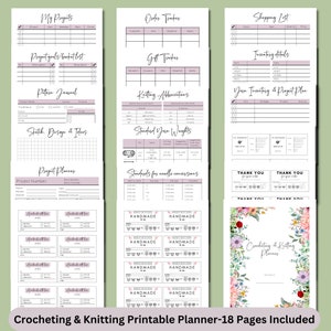 Crochet Planner, Floral Crocheting and Knitting Planner, Printable Crochet Planner, Crochet Journal, Crochet Kit, Crochet Project Planner