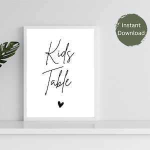 Kids Table Sign, Wedding Kids Table Printable
