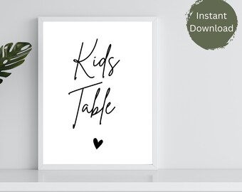 Kids Table Sign, Wedding Kids Table Printable